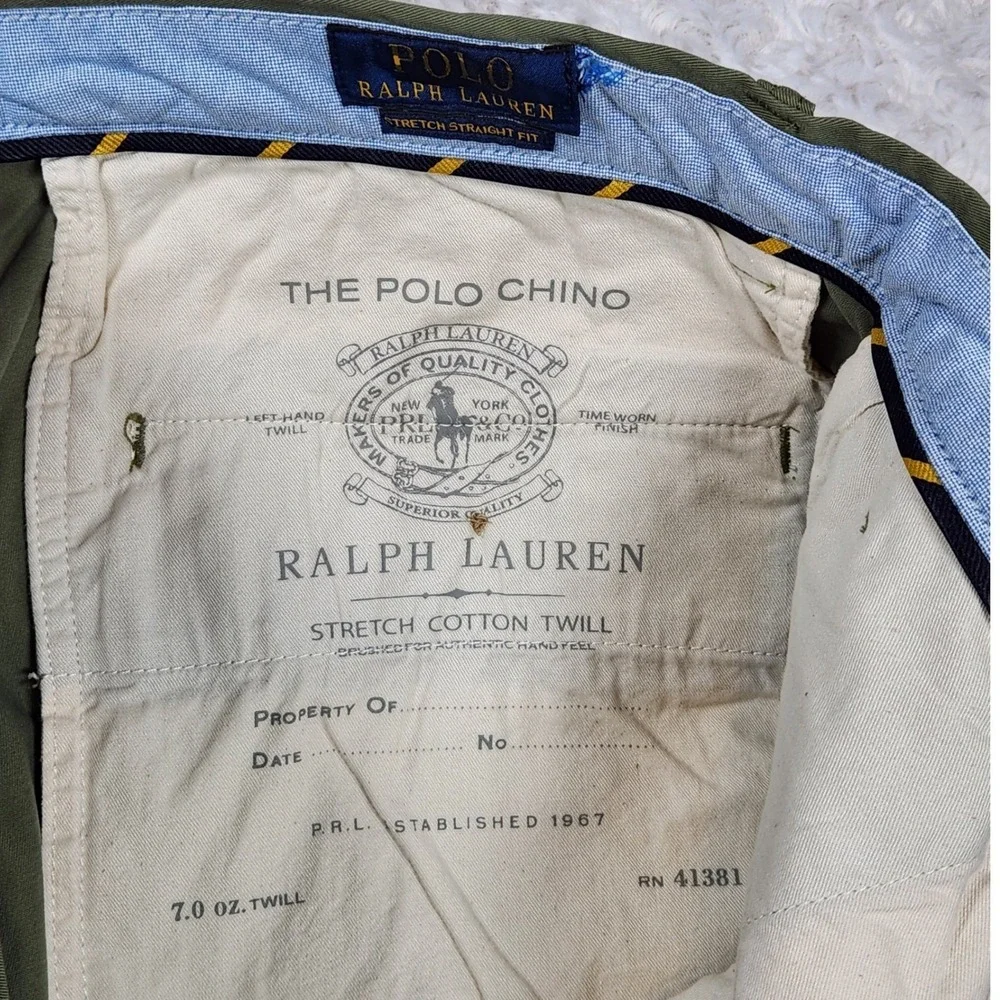 Polo Ralph Lauren Men's Stretch Chino Straight Fit‎ Pants Olive Green 32x34 New